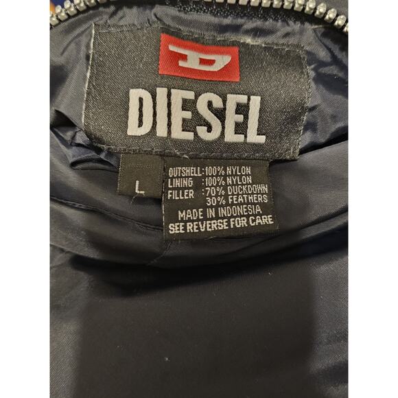 Vintage 90s Y2K Diesel Oversized Reversible Puffer Jacket Men's Large Blue - Picture 4 of 8